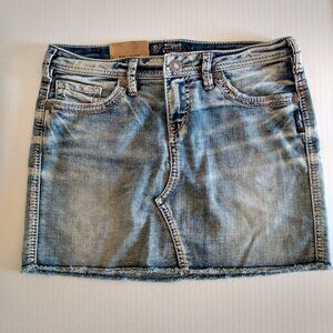 Silver Jeans Mini Skirt Francy High Rise Womens 28 Distressed Denim Stretch 90s